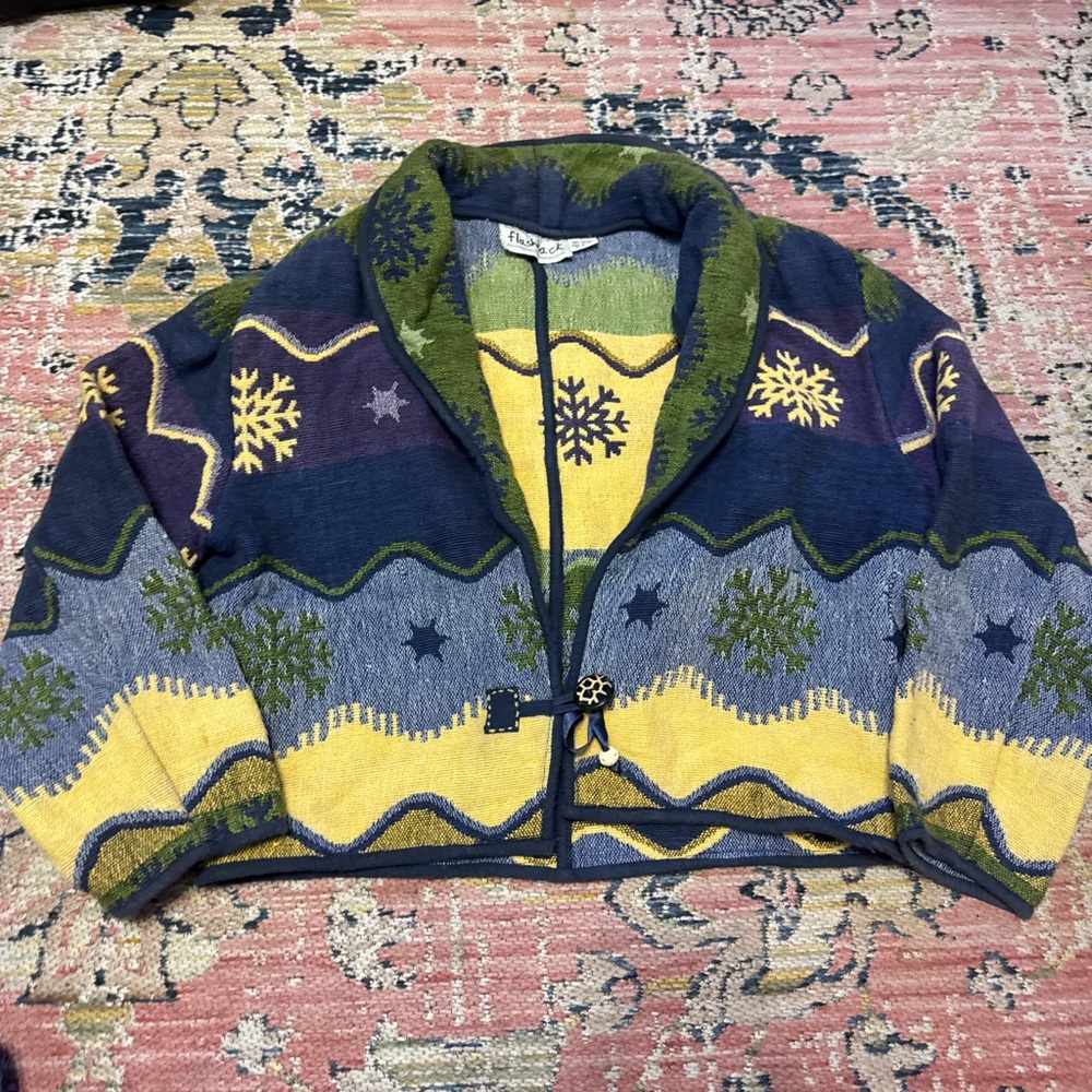 Vintage flashback tapestry cardigan/jacket.